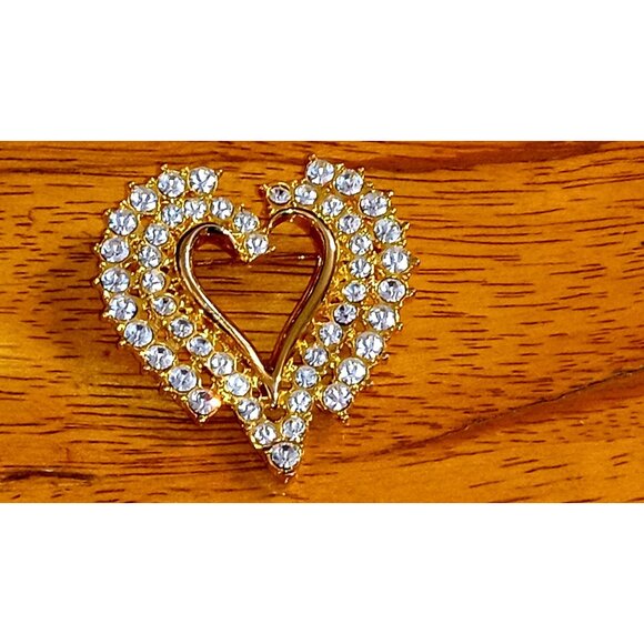 Shiny Rhinestone Heart Shaped Brooch‎ - Picture 1 of 5